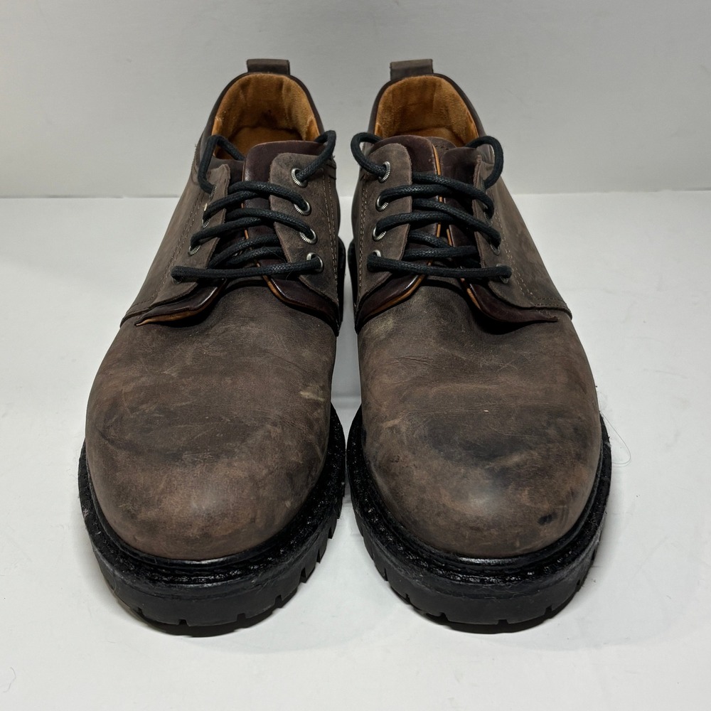 Johnston & Murphy Derby Shoes Mens 11.5 Brown Leather Lug Sole Made in Italy - Picture 2 of 9